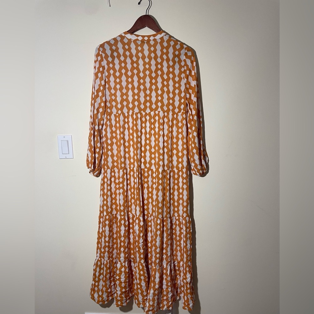 zara  Orange Patterned Maxi Dress - Picture 6 of 9